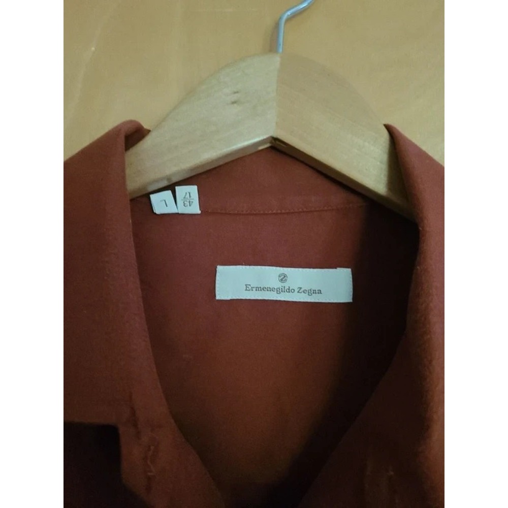 Ermenegildo zegna mens Large 43/17 papaya rust orange button down cotton soft